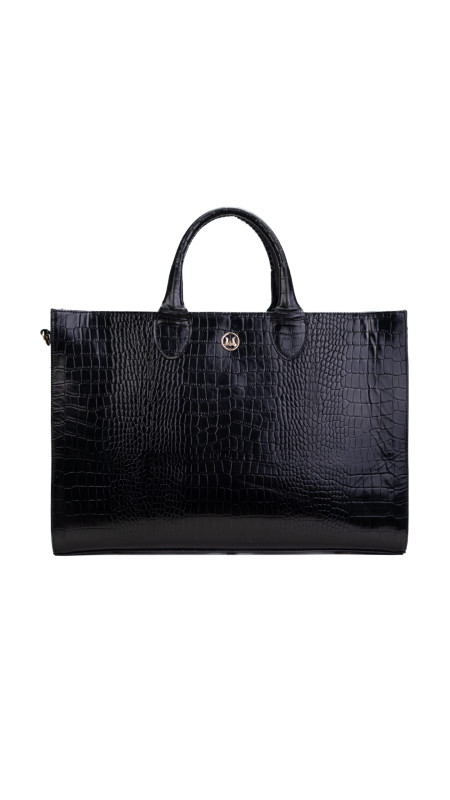 Midi Man Tote: Black Crocodile Print