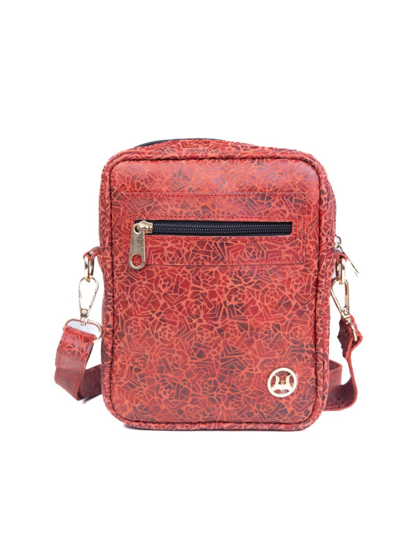 Cross Body Bag: Red Abstract Print