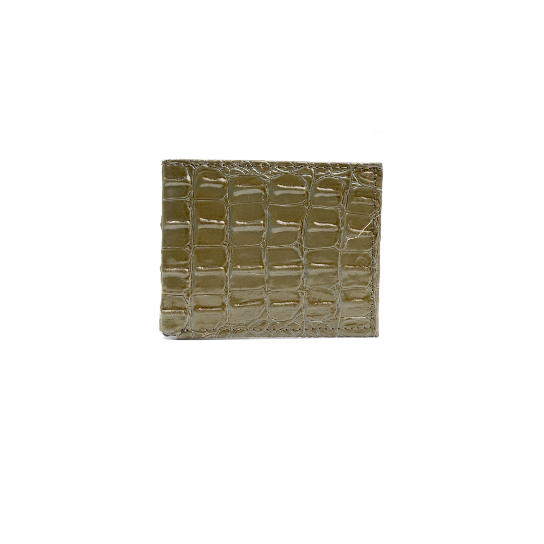 Wallet: Olive Crocodile Print