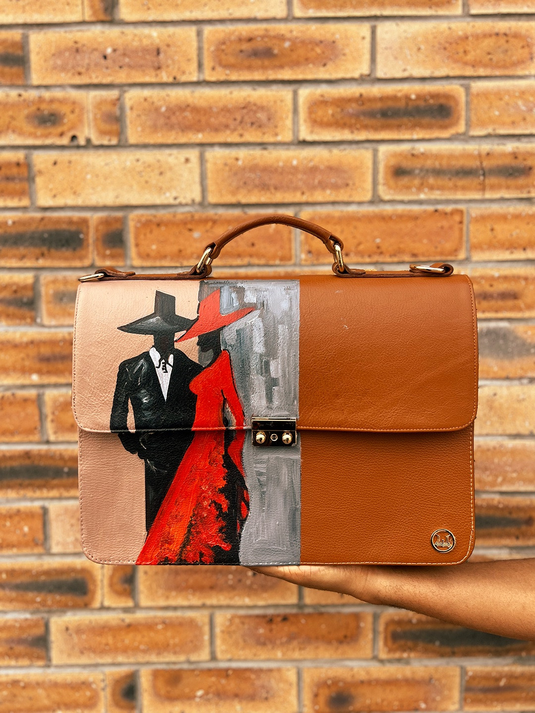 Satchel Work Case: Light Tan Meets Art #3