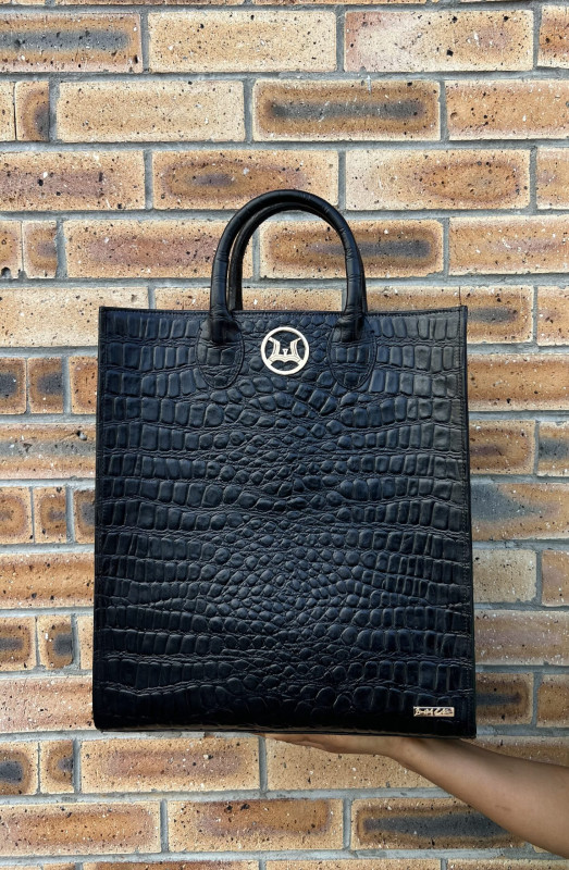 Man Tote: Limited Edition Black Crocodile Print