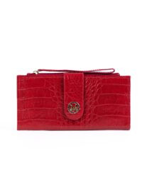 Unisex Wallet: Blood Red Crocodile Print