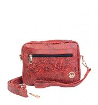 Messenger Bag: Red Abstract Print