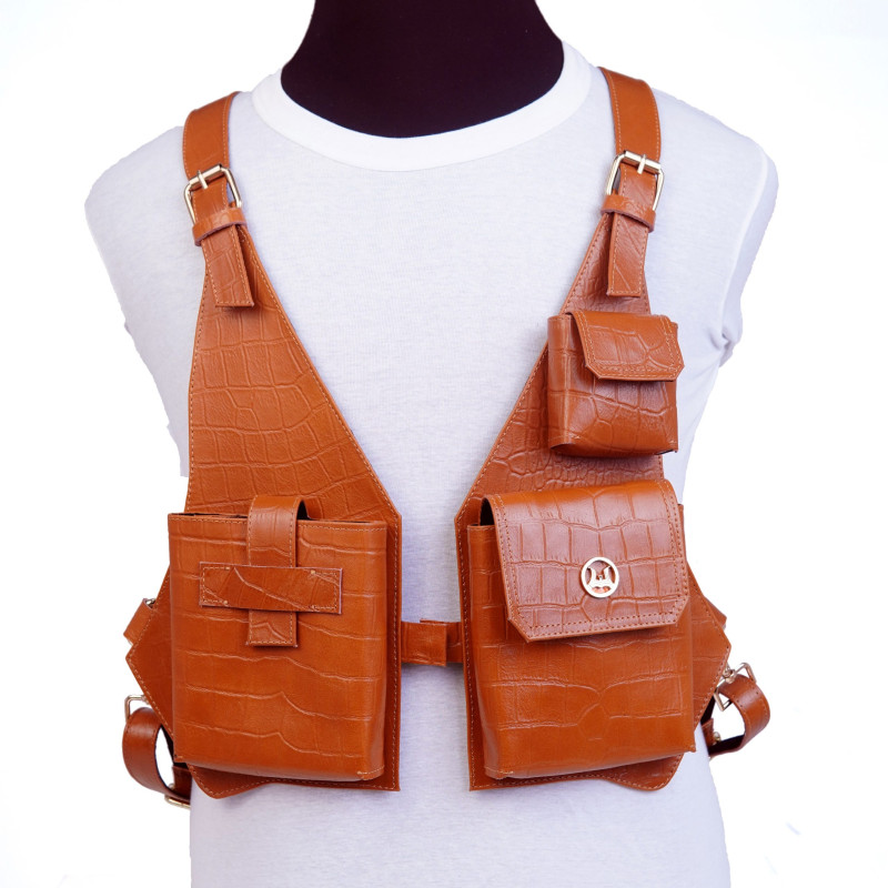 Utility Vest: Caramel Crocodile Print