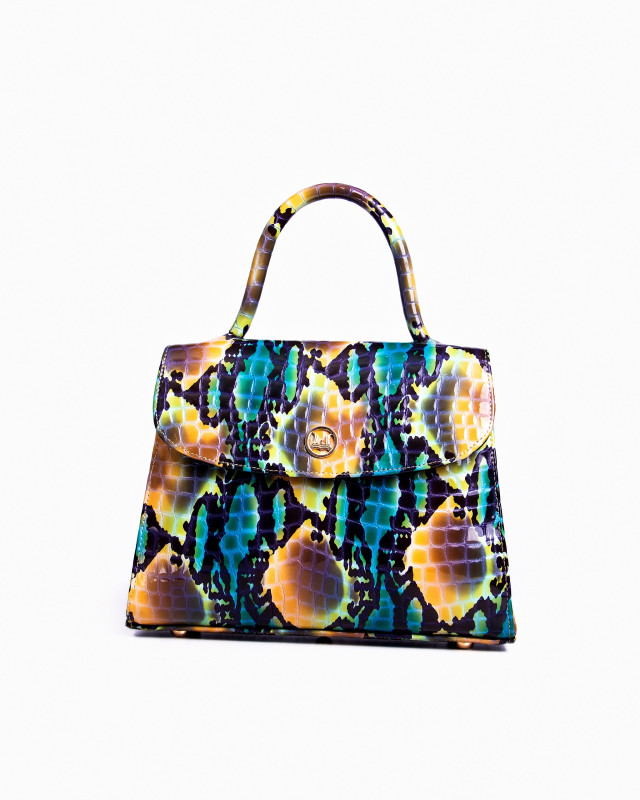 Paris Midi: Glossy Blue and Yellow Abstract Print