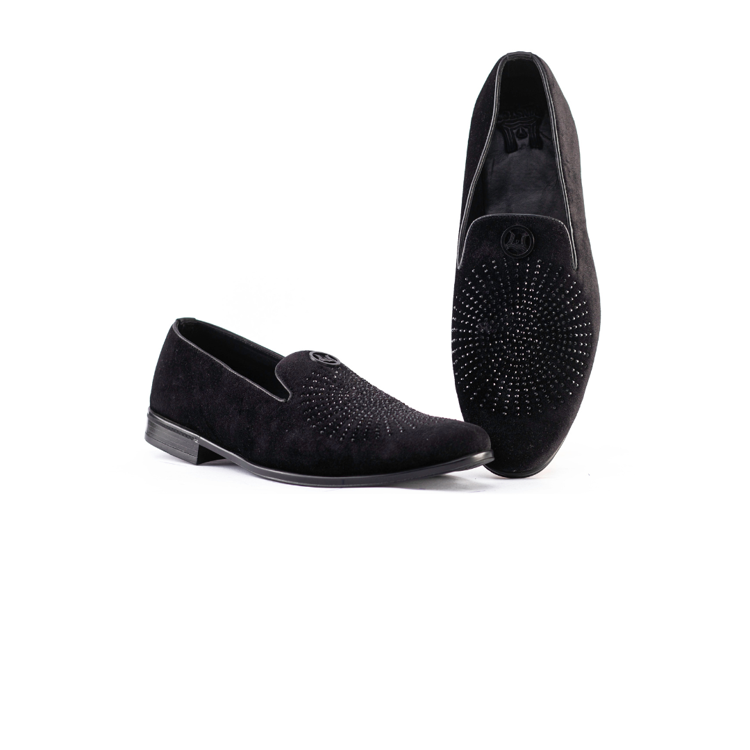 Crystal Velvet Loafers: Black