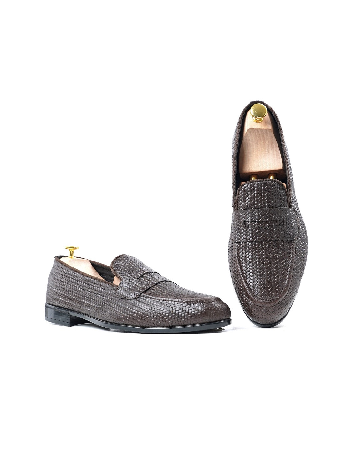 Penny Loafers: Dark Brown Crocodile Print