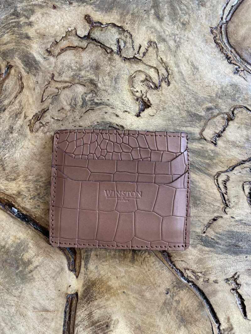 Cardholder: Matte Light Brown Crocodile Print