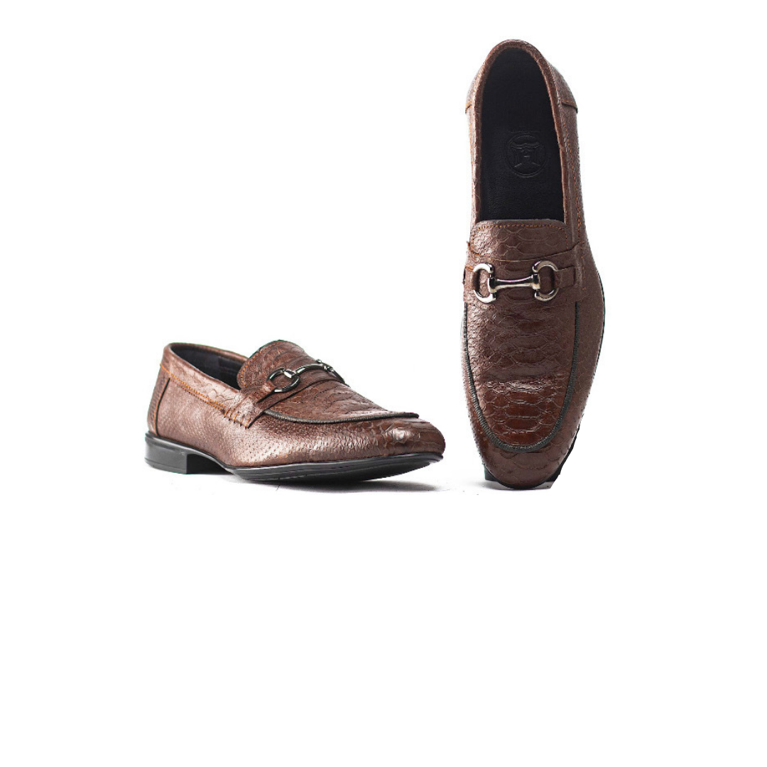 Penny Loafers: Brown Snake Print