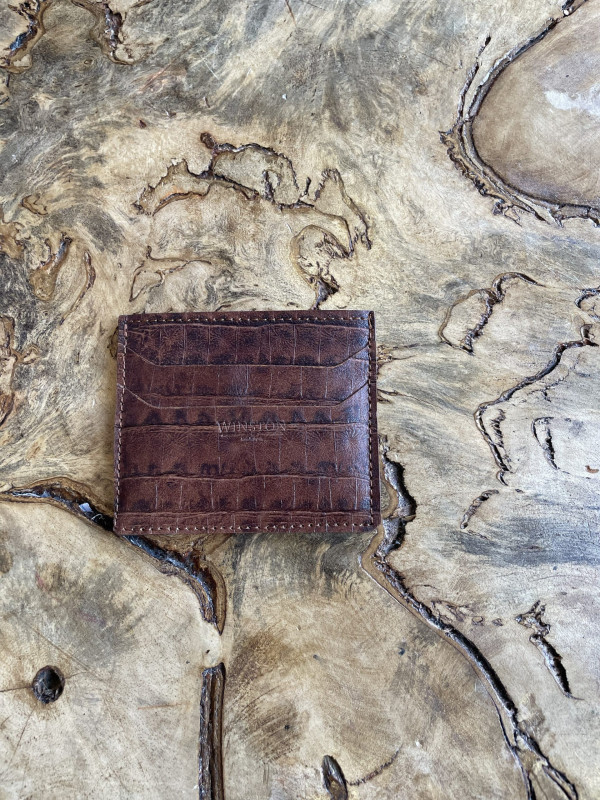 Cardholder: Chestnut Brown Crocodile Print