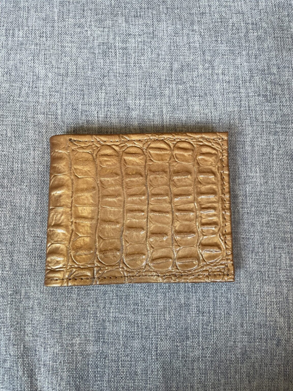 Wallet: Gold Textured Crocodile Print