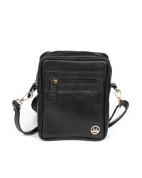 Cross Body Bag: Black Reptilian Print