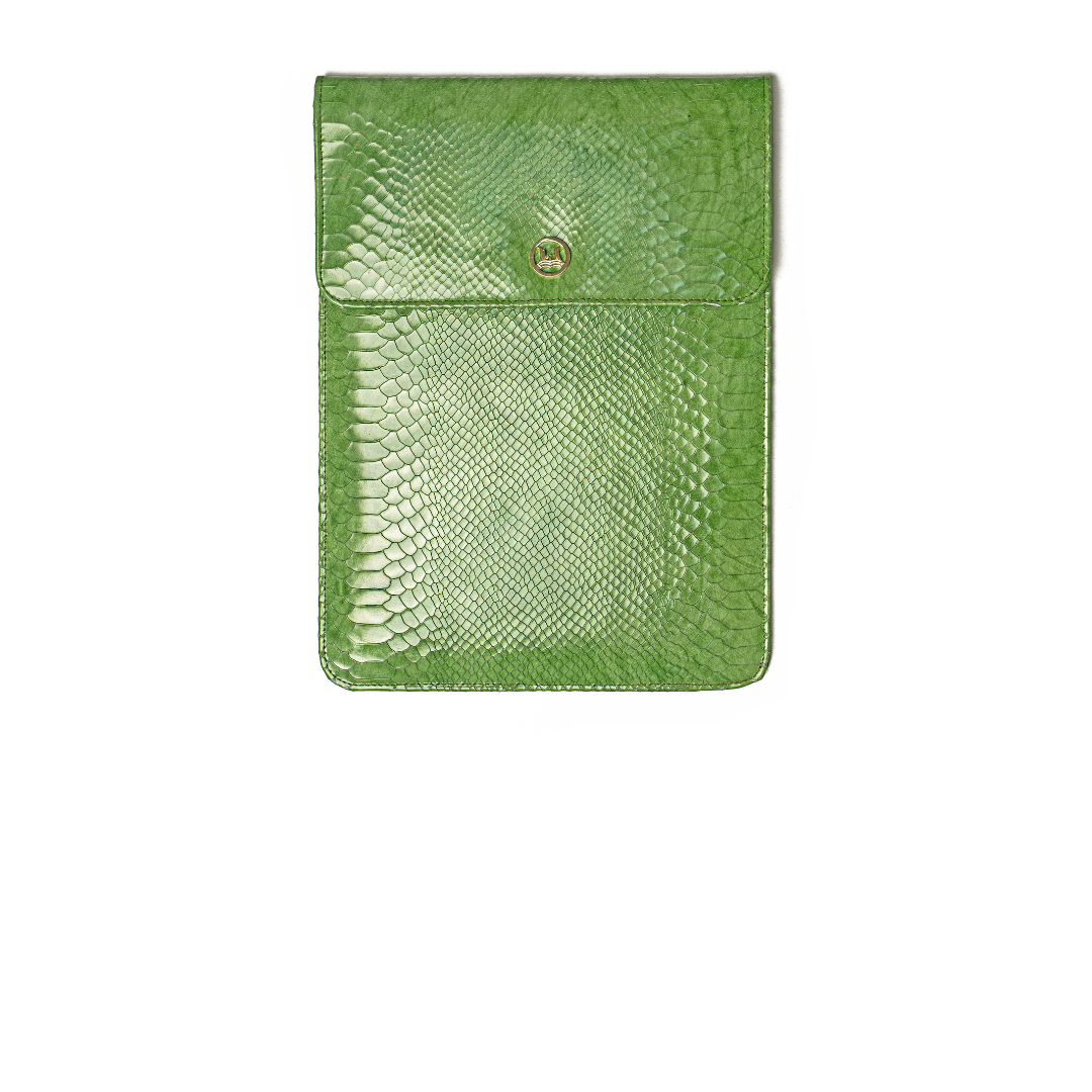 Laptop Sleeve: Lime Green Snake Print