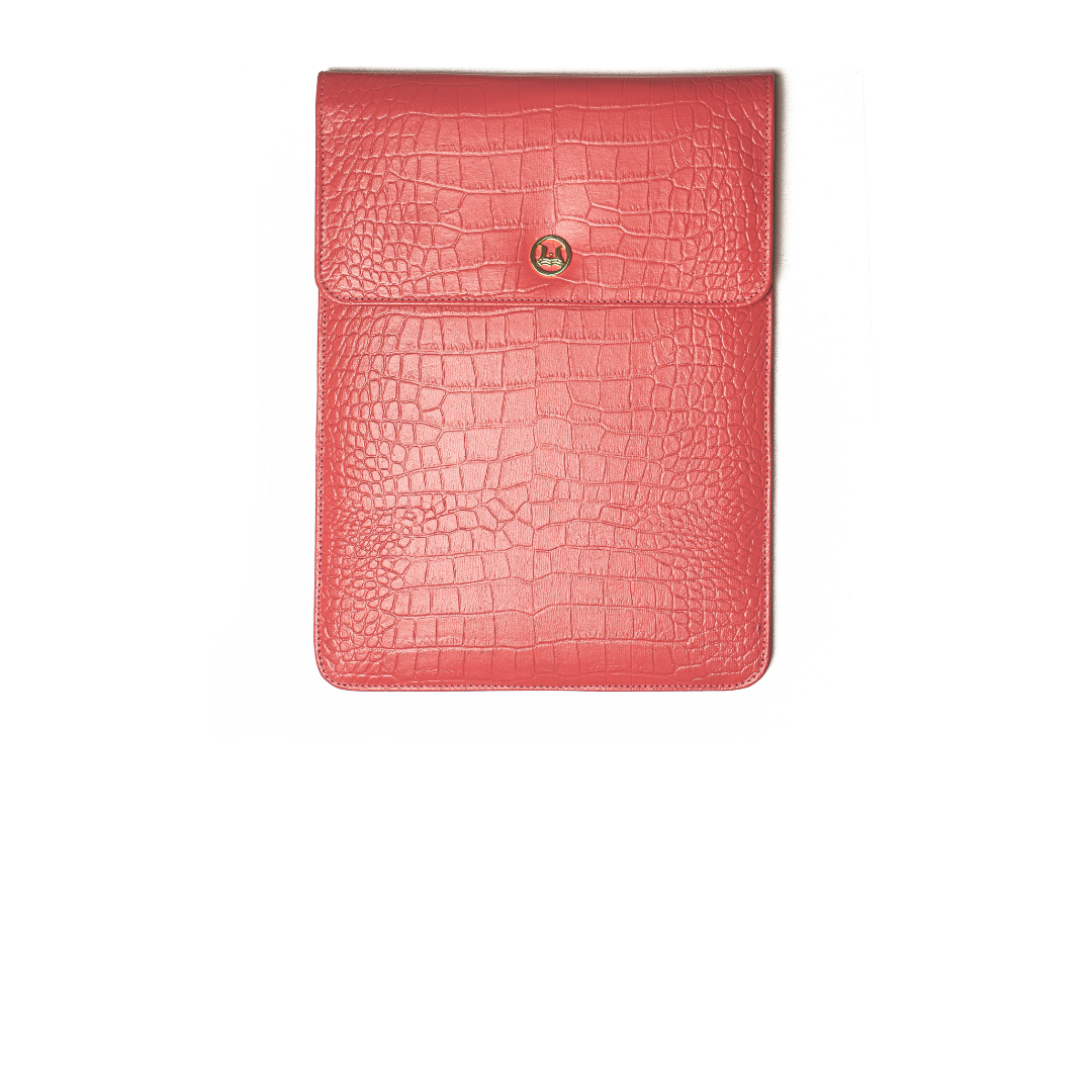 Laptop Sleeve: Baby Pink Crocodile Print