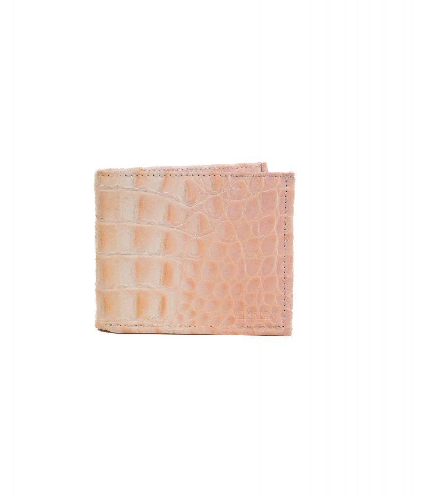 Wallet: Peach and White Textured Crocodile Print