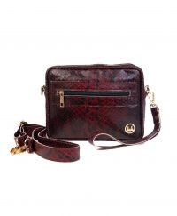 Messenger Bag: Red Snake Print