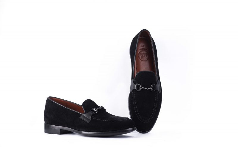 Luxury Loafers: Black Suede with Buckle