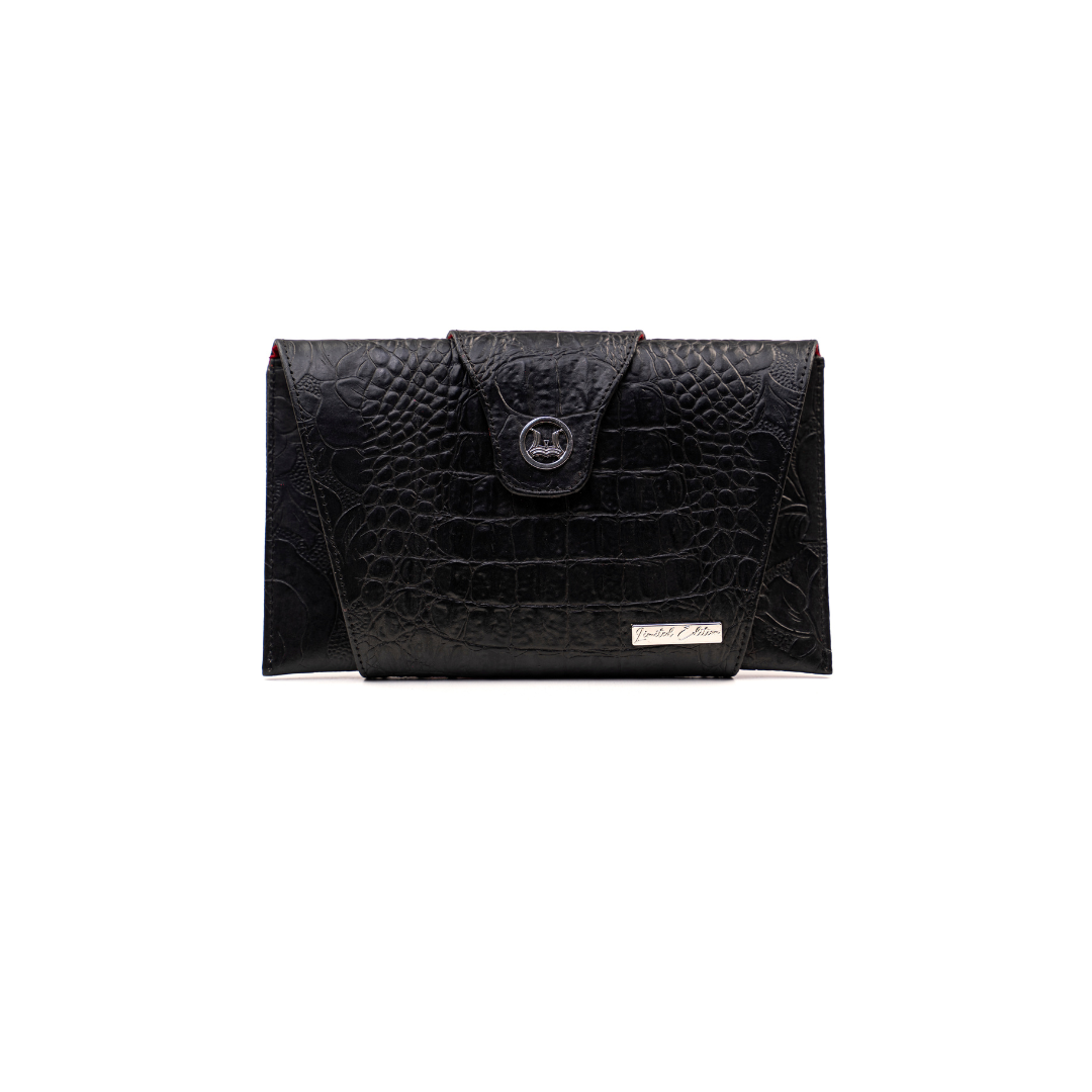 Marrakesh Clutch: Limited Edition Black Crocodile Print