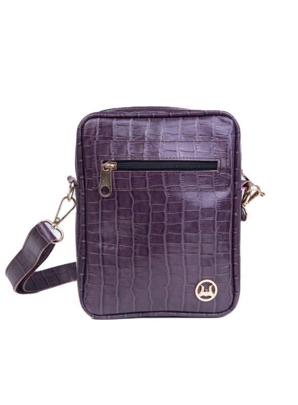 Cross Body Bag: Purple Crocodile Print