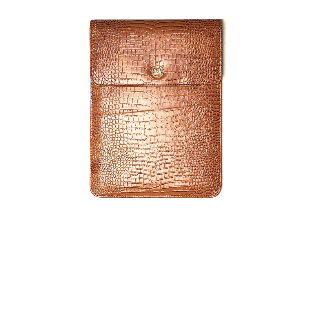 Laptop Sleeve: Russet Brown Crocodile Print