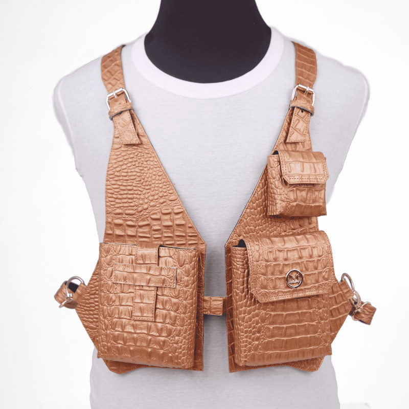 Utility Vest: Gold Crocodile Print