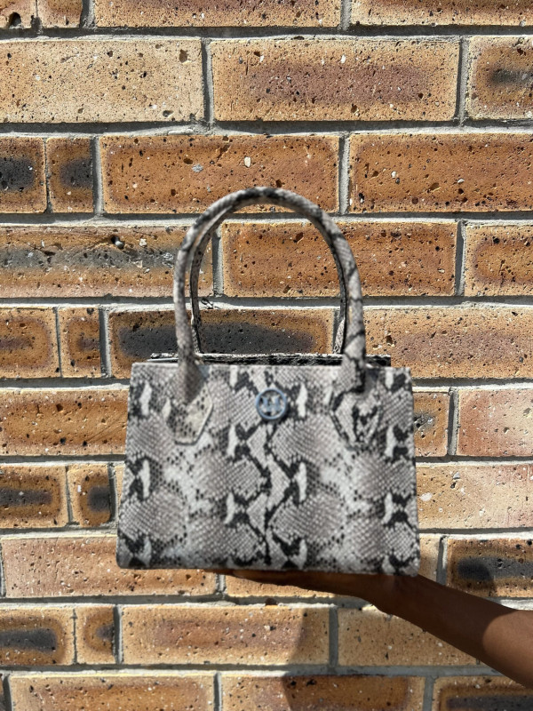 Montreal Mini: White and Black Snake Print