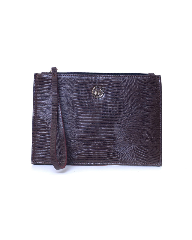 Man Purse: Dark Brown Monitor Lizard Print