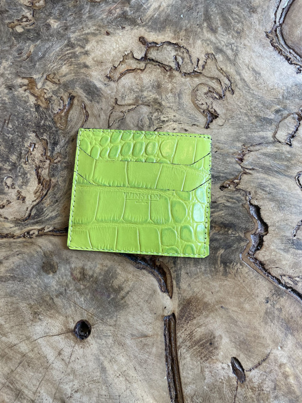 Cardholder: Neon Lime Crocodile Print