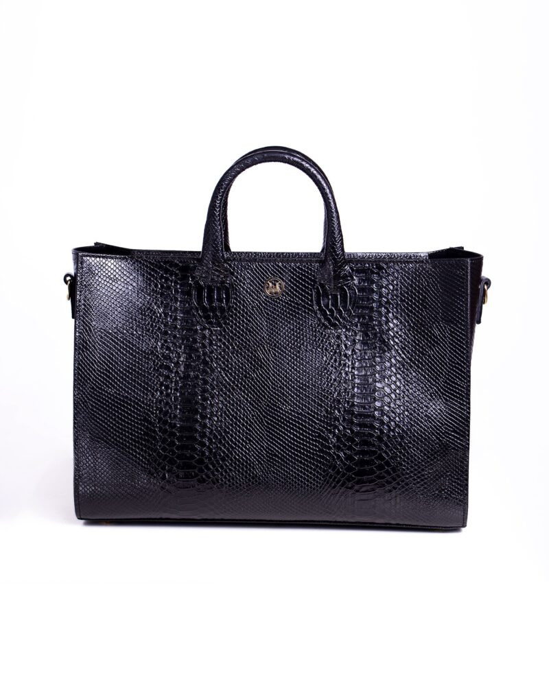 Midi Man Tote: Black Snake Print