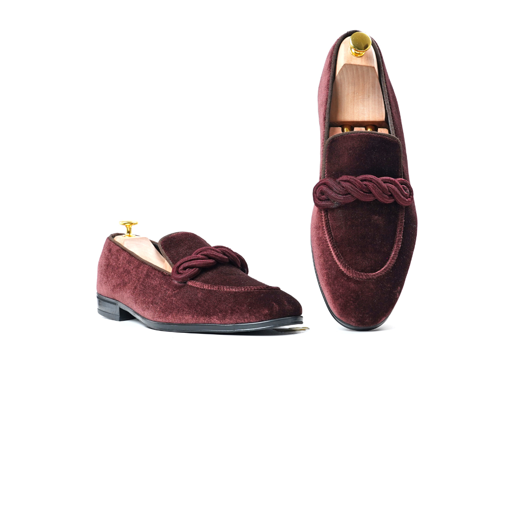 Velvet Loafers: Brown with Ribbon