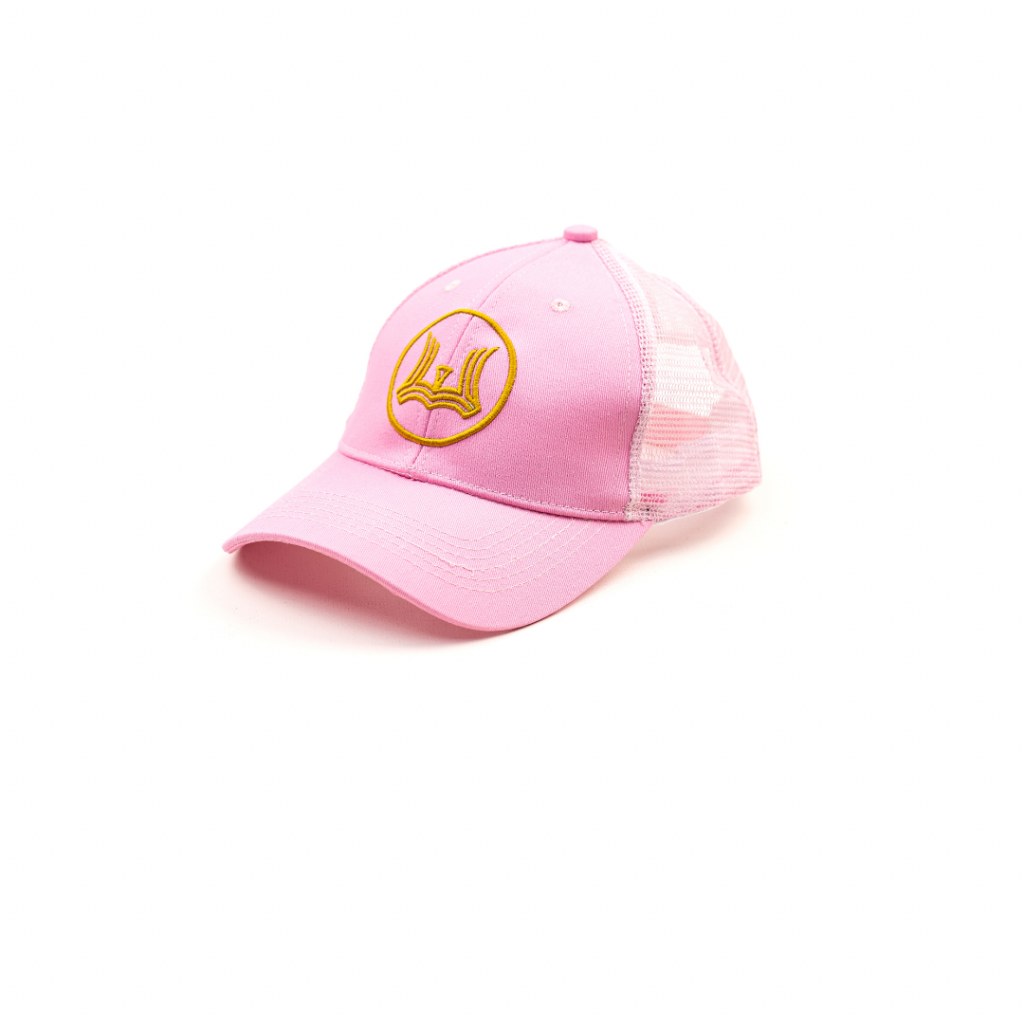 Classic Baseball Cap: Baby Pink Half Mesh with W Logo